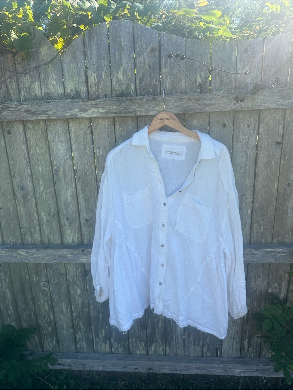 We The Free Lightweight White Button-Front Shirt Jacket